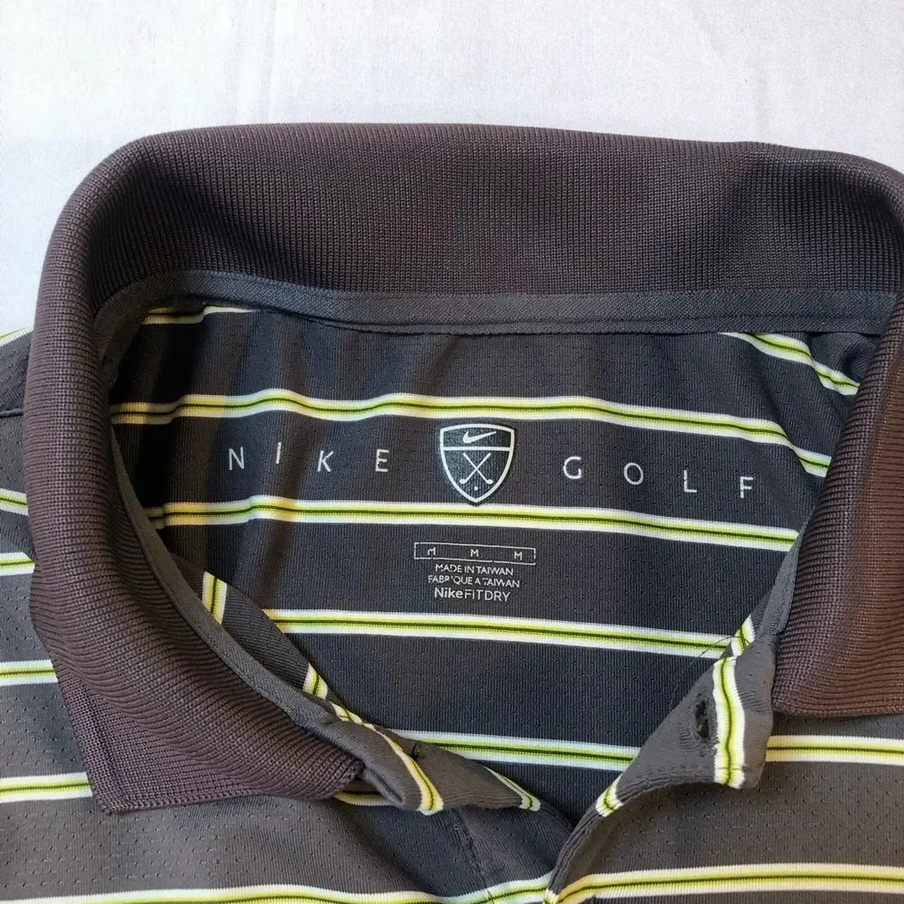 Nike Golf Polo Shirt Mens Size M Fit Dry Green Black Stretch Short Sleeve
